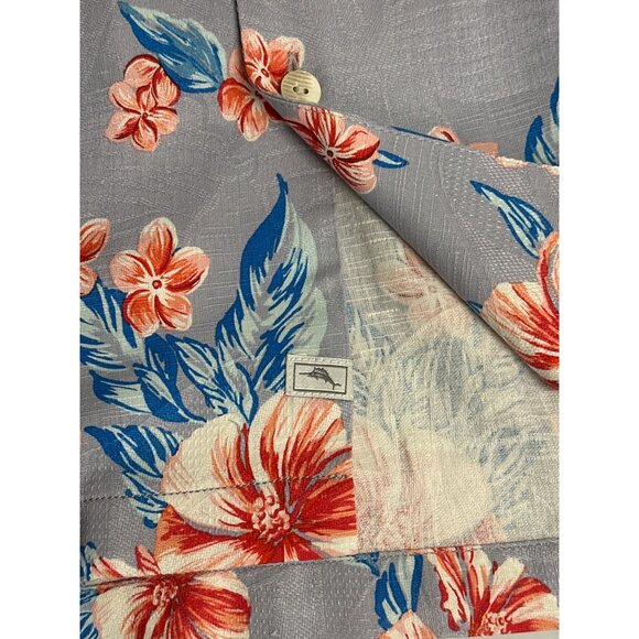 Tommy Bahama Men's Cape Hibiscus Floral Silk Short Sleeve Shirt Dark Gravel M - Picture 5 of 6